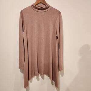 Torrid Womens Rose Gold Plush Turtleneck Sharkbite Hem Tunic Sweatshirt Size 1X